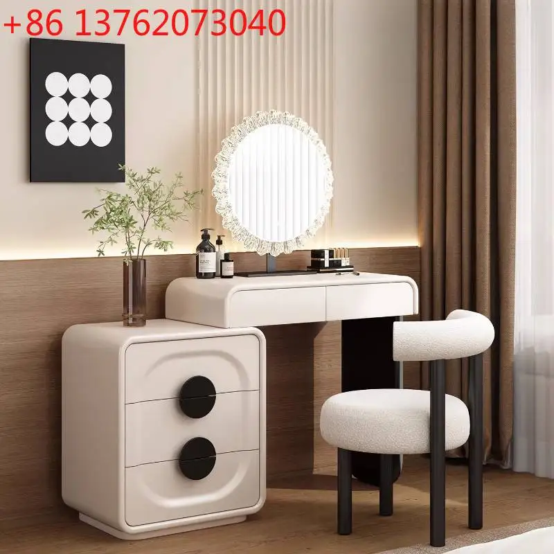 Mesa de Cabeceira com Prateleiras, Penteadeira Compacta com Espelho e Gavetas, Essenciais para o Quarto, Mini Penteadeira de Maquiagens, Móveis