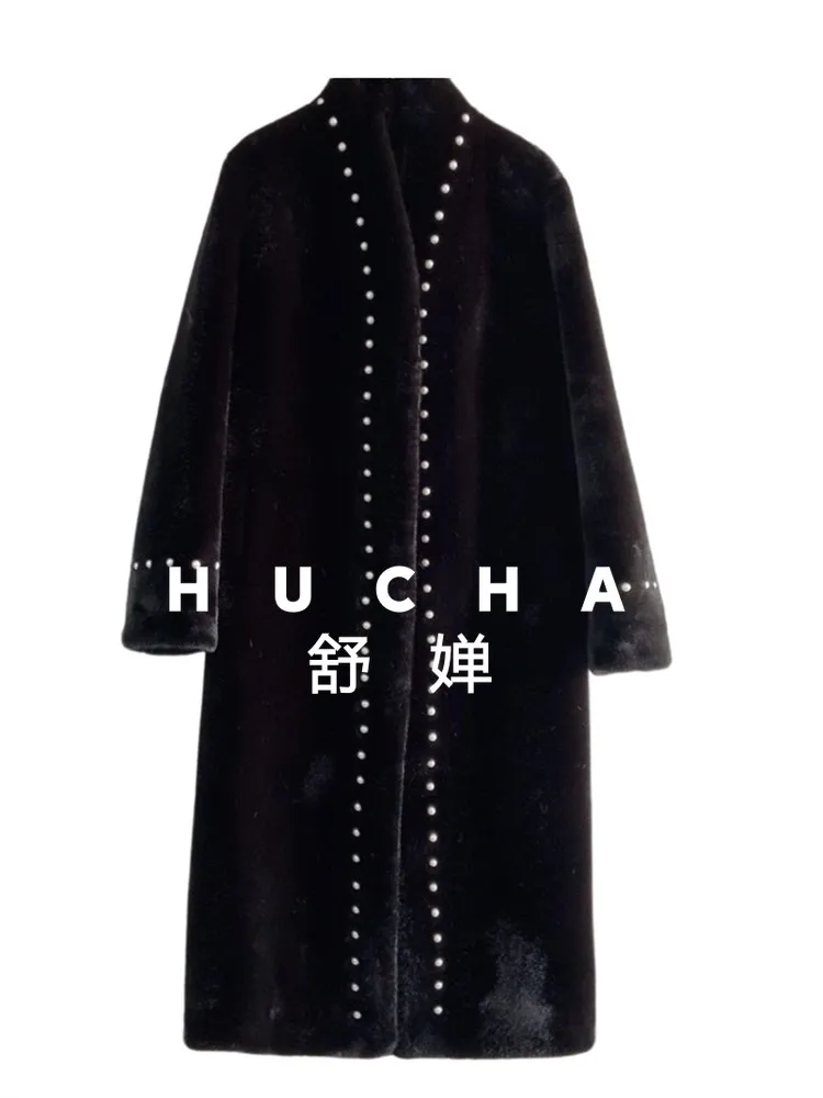 cappotto donna nuovo caldo 2025 nuovo colore solido industria pesante in rilievo visone pile cappotto di pelliccia cappotto da donna lungo sciolto