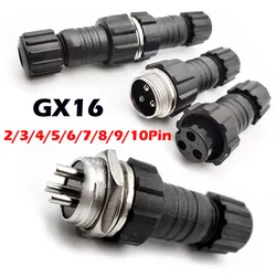 5/20Sets GX16 Aviation Connector M16 Waterproof Back Nut Docking Male&Female Plug And Socket 2/3/4pin 5pin 6pin 7pin 8pin 9pin