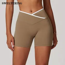 V-shaped Waist Head Women Sport Shorts Yoga Shorts Gym Workout Running High Waist Yoga Shorts Push Up Hip Cycling Fitness Shorts
