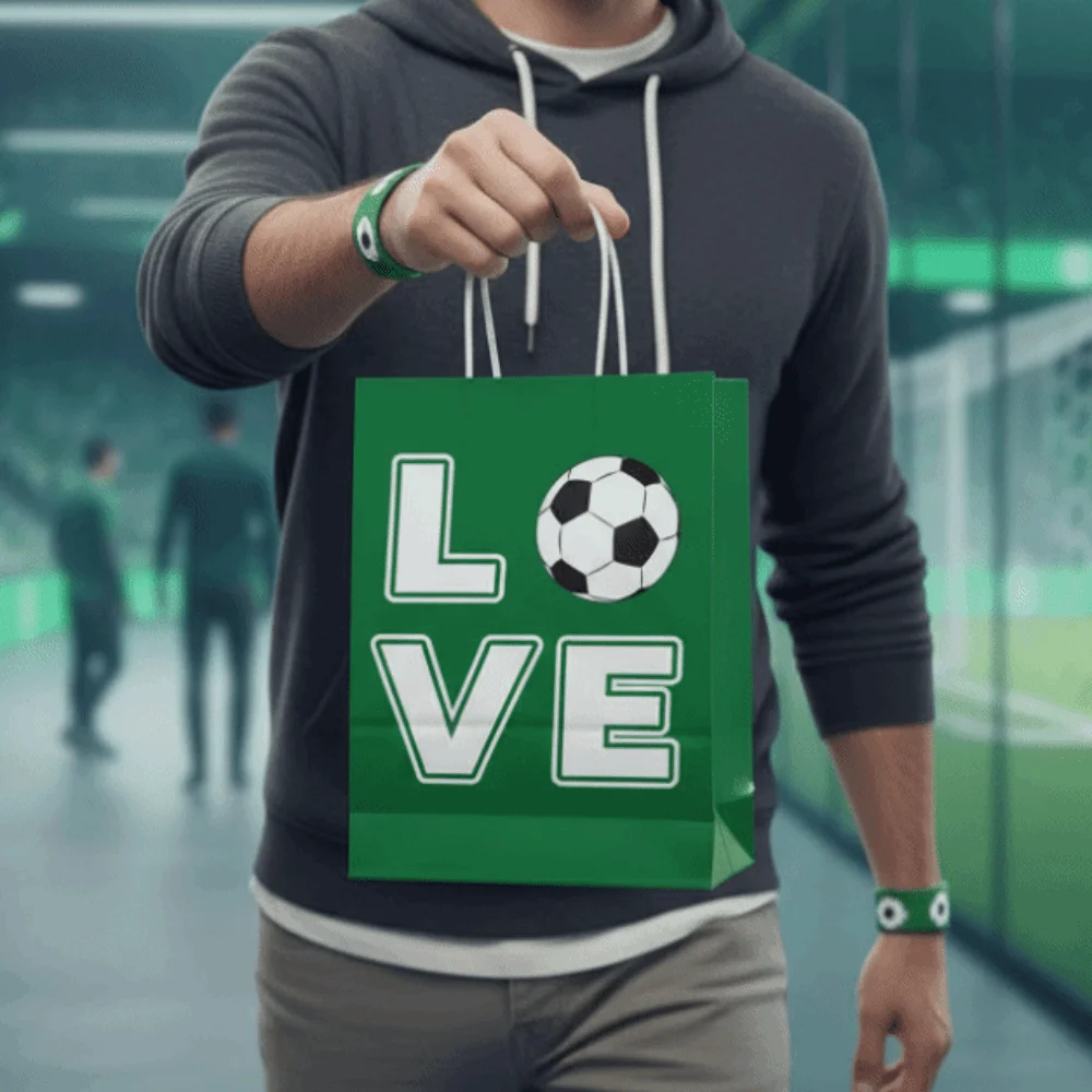 12 PCS Printed Gift Bags for Soccer Events Portable Large Capacity Football Themed Favor Bags 12Pcs/Set Lightweight