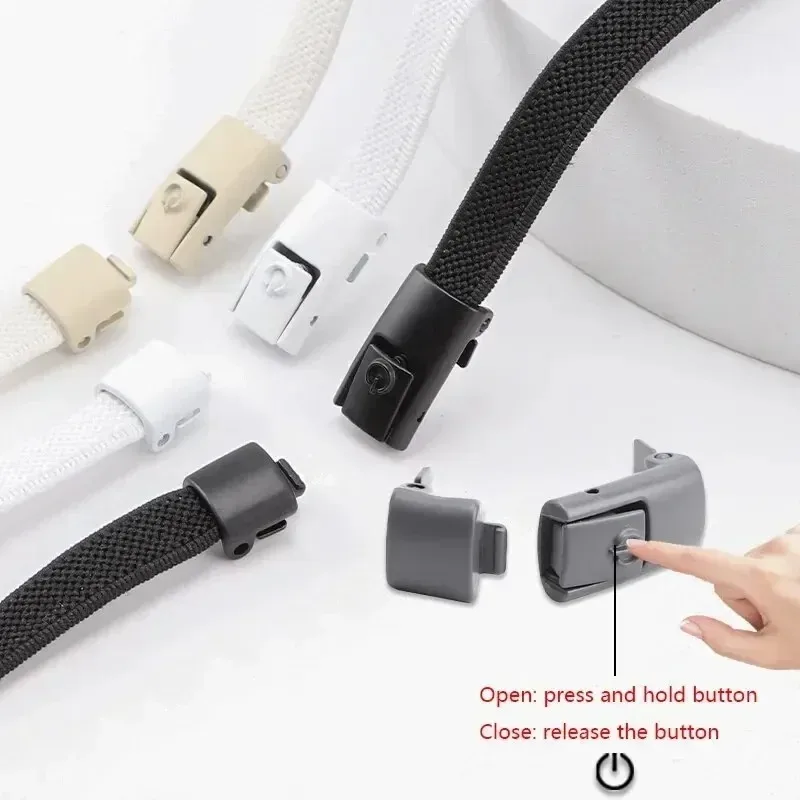 2 Pasang Tanpa Dasi Tali Elastis Tanpa Dasi Tali Sepatu Kunci Tekan Tali Sepatu Sneaker Anak-anak Dewasa 8MM Tali Sepatu Datar Melebar untuk Sepatu