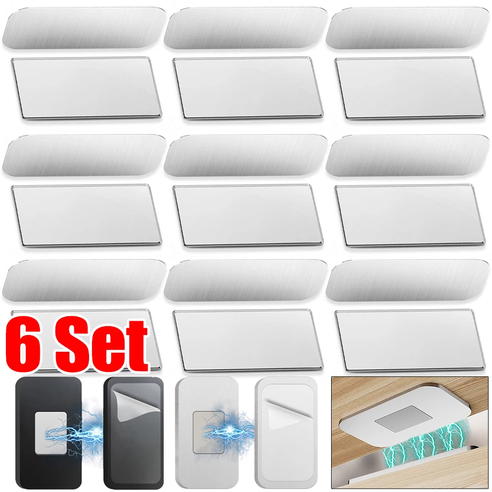 12-2Pcs Magnetic Cabinet Catches Ultra Thin Door Stop Closer with Screw for Closet Cupboard Furniture Invisible Adhesive Drawer