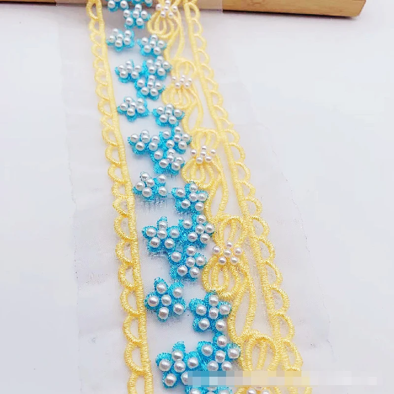 

Net Embroidery Machine Beaded Lace Trim - DIY Ethnic Style Woven Tape for Belts, Bags, Handmade Accessories