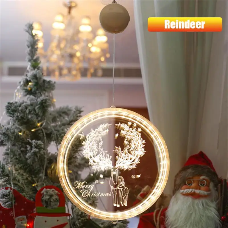 Weihnachts lichts chnur 3d hängende Lichter führte Lichter Glocken Schneeflocken Elch Dekoration Laternen Batterie Lichter Fenster dekoration