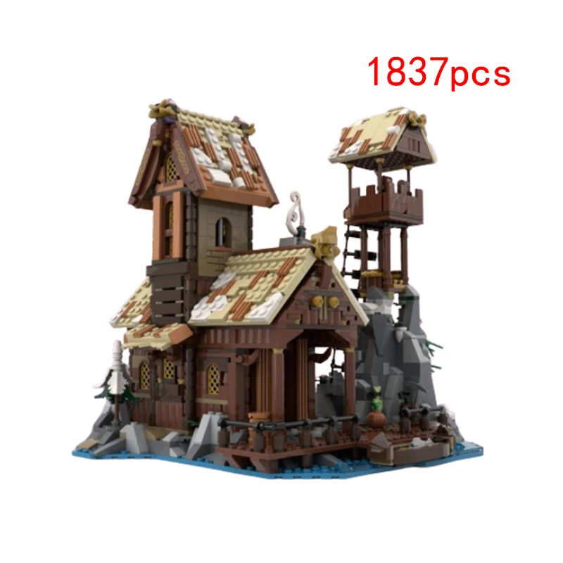 Small Grain Assembling Building Blocks MOC-185525 1837PCS Construction Harbor House Toy Model Gift