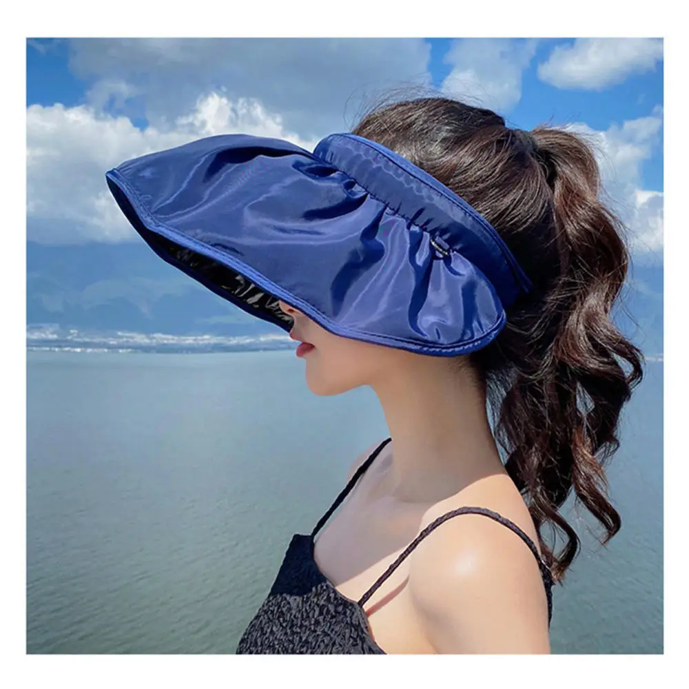 Chapeau pare-soleil d'été pour femmes, protection UV, utilisation pour les touristes, cerceau de cheveux, chapeaux de soleil pour femmes, plage en plein air, doux, pliable, casquettes à large bord, E27