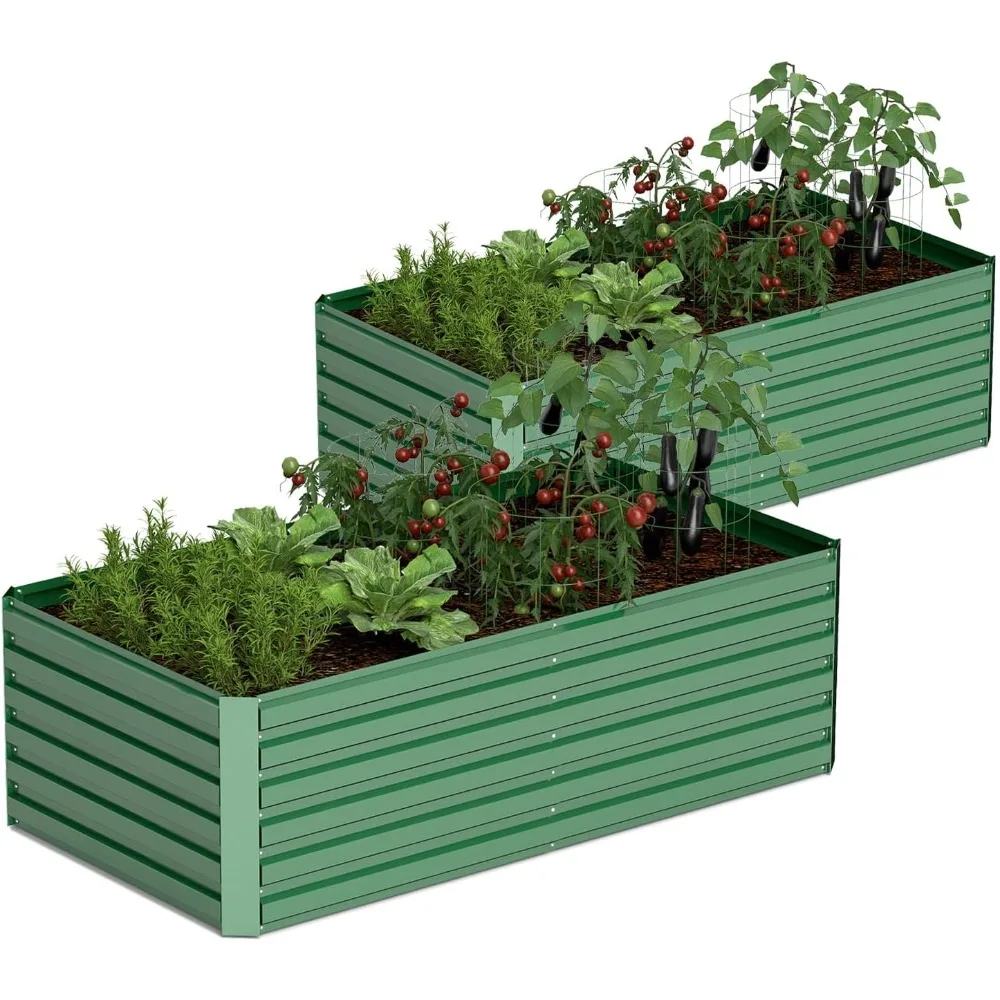 

8x4x2 ft Outdoor Raised Garden Bed, Large Metal Planter Raised Beds, Planters for Outdoor Plants for Vegetables, Flowers, Herbs,