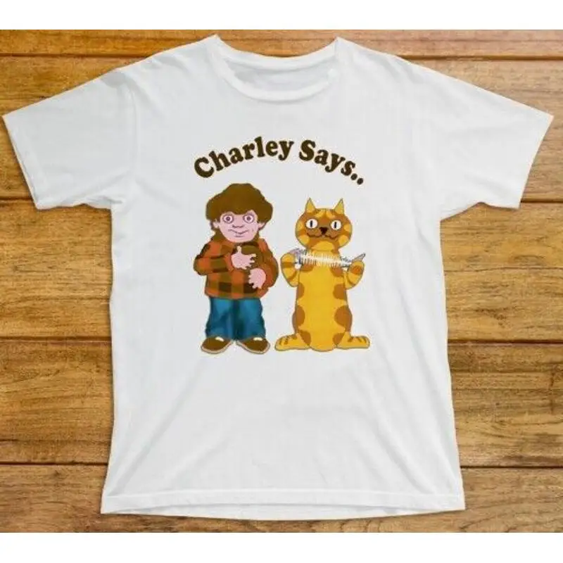Charley Says T Shirt 547 Retro 70s Animation Boy Cat Strangers Prodigy Matches