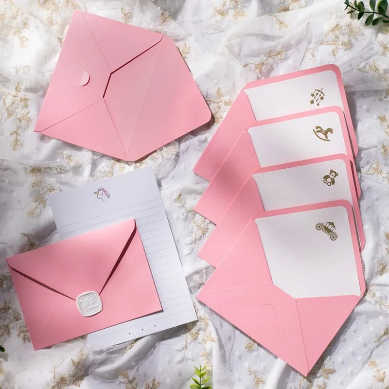 30pcs/lot Pink Envelope for Wedding Invitations High-grade 250g Paper Western Envelopes Postcards Business Supplies Stationery