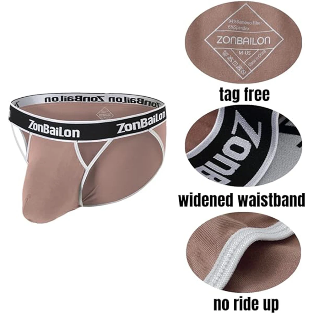 Zonbailon Mens Sexy Front Opening Fly Access Briefs Low Rise Bulge Enhancing Pouch Bamboo Viscose Underwear M L XL 2XL 3XL Pack