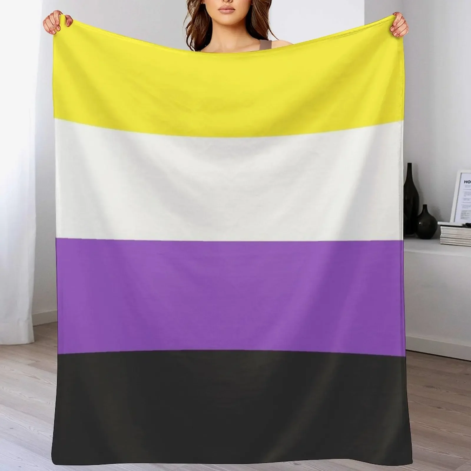 Seamless Repeating Non-Binary Pride Flag Pattern Throw Blanket Cozy Light Blanket for Travel Camping Picnic