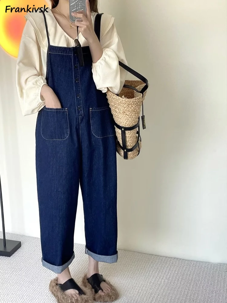 S-5XL Jumpsuits Women Loose High Waist Leisur Streetwear Chic Autumn Fashion All-match Sweet Harajuku Japanese Style Denim Daily