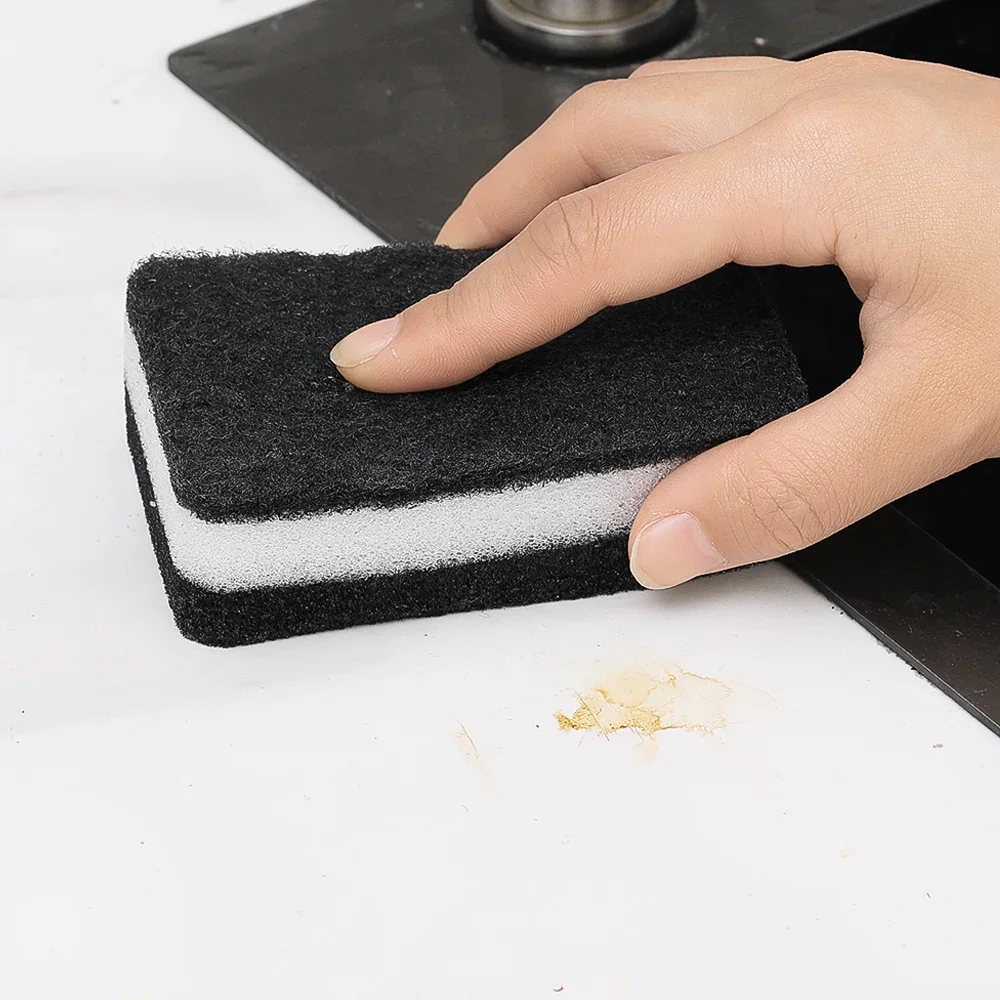 20/1PCS Double-sided Cleaning Sponges Black Super Absorbent Dishwashing Wipe Sponge Reusable Household Pans Stove Scouring Pads