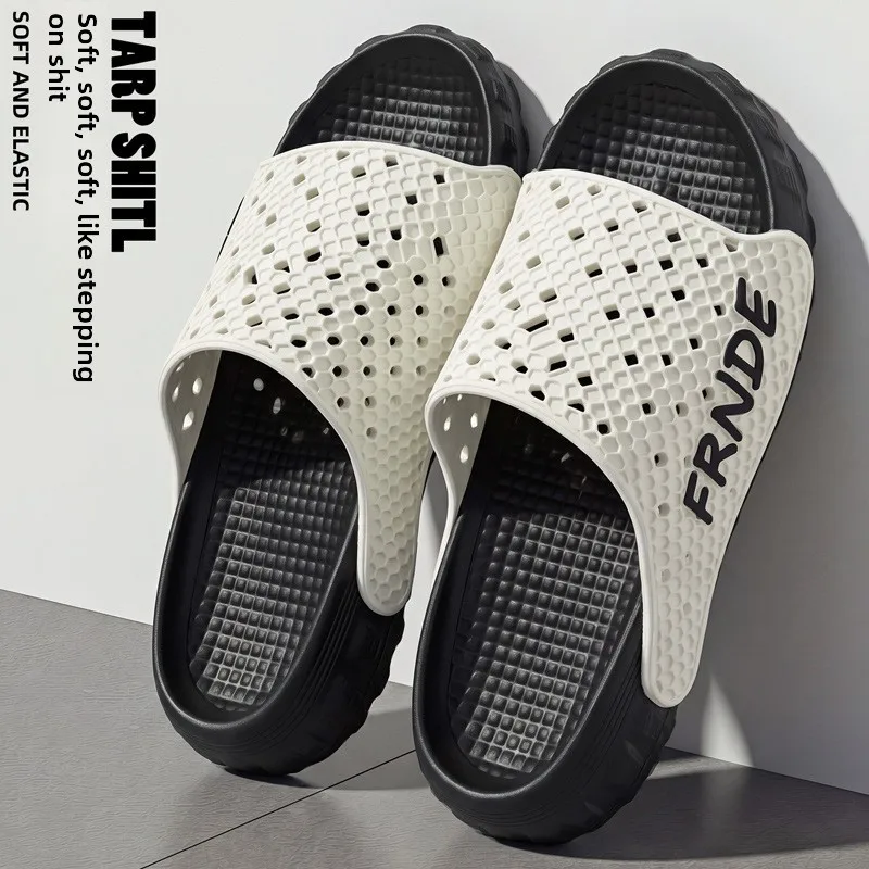 Men Summer Slippers Thick Sole Non Slip Soft Cushion Outdoor Beach Sandals Breathable Lightweight Casual Cool Footwear
