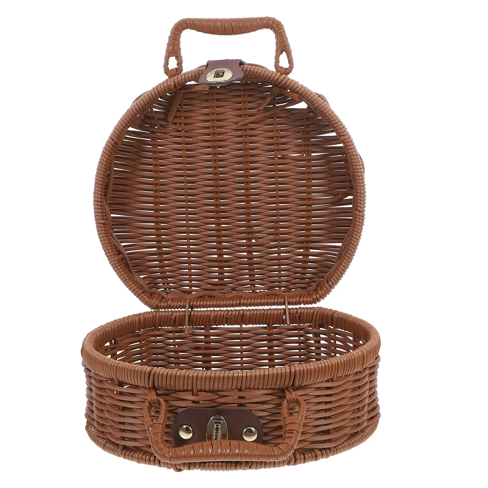 

1pc Woven Storage Basket For Picnic Camping Outdoor Barbecue Rustic Portable Handle Vintage Case Large Capacity Organizing Box