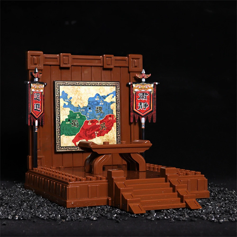 MOC Medieval Romance Of The Three Kingdoms Throne Command Center Model Building Block DIY Bricks Gift Children Toys