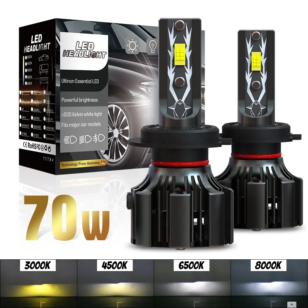 Xenplus Auto Lighting System 70W 6000K U12 H1 H3 H4 H7 H11 Car Accessories 20000LM 9004 9007 Led Headlight Bulb