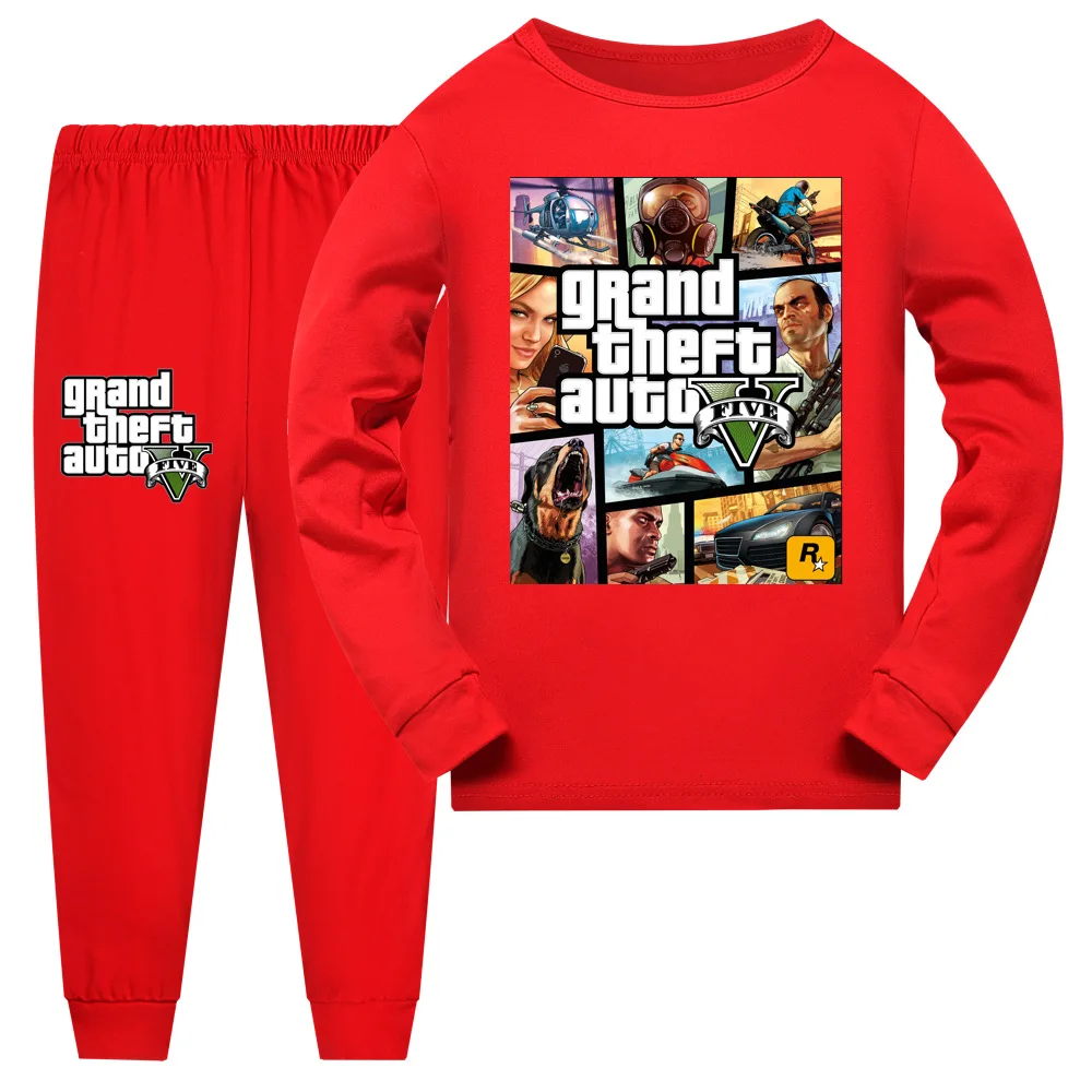 Grand Theft Auto Game GTA 5 Clothes Baby Girls Homewear Boys Nightwear Pajamas Teenager Kids Pyjamas Children Christmas Pijama