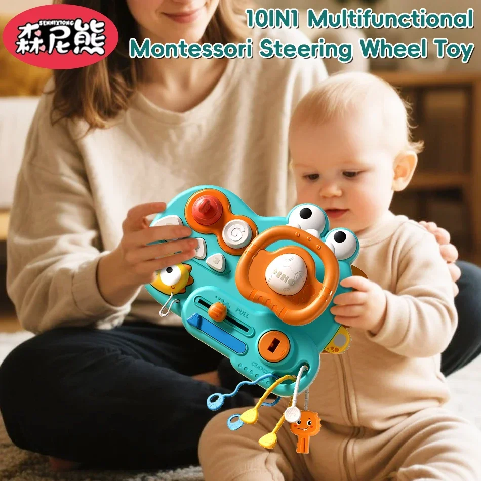 SENNIXIONG Volante per dinosauro sensoriale Montessori Tavola occupata Abilità pratiche per bambini Giocattolo per l'educazione precoce infantile per bambini