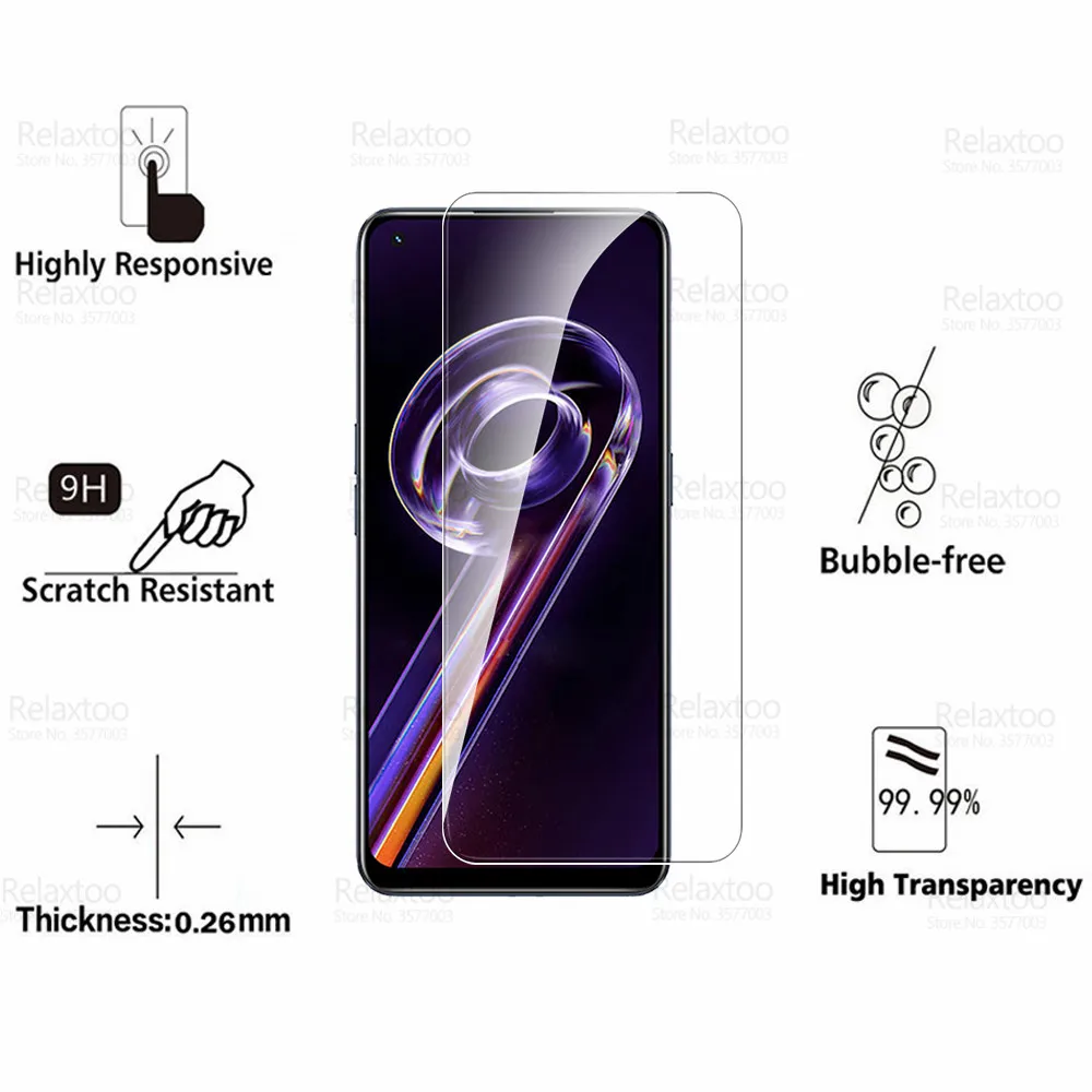 4Pcs Tempered Glass For Oppo Realme 9 Pro Plus 8 7 6 9i C 35 11 12 15 17 21 20 25 S Y GT Master Neo 2 GT2 Neo2 Cover Phone Film