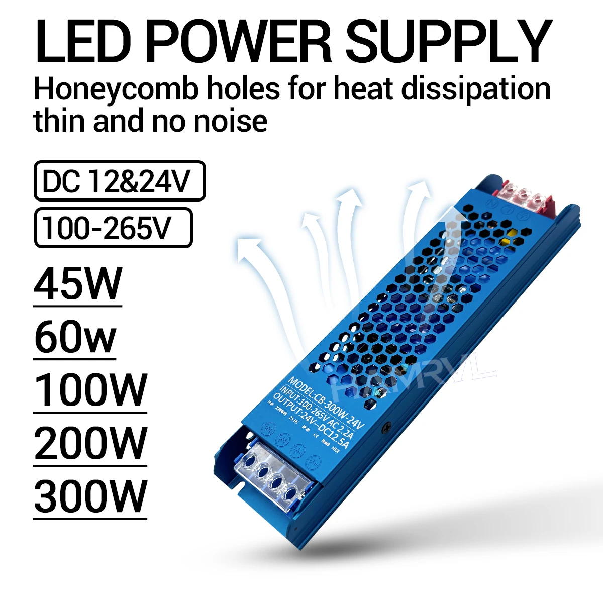 Fonte de alimentação LED ultrafina DC 12V 24V Transformadores de iluminação 45W 100W 150W 200W 300W 400W AC100-265V Driver para luzes de tira LED