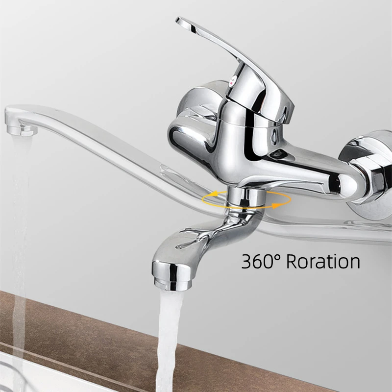 Brass Chrome Bathroom Basin Mixer Faucet Sink Tap Wall Mounted Hot & Cold Water Mixer Kitchen Tap High Quality Laundry Faucet