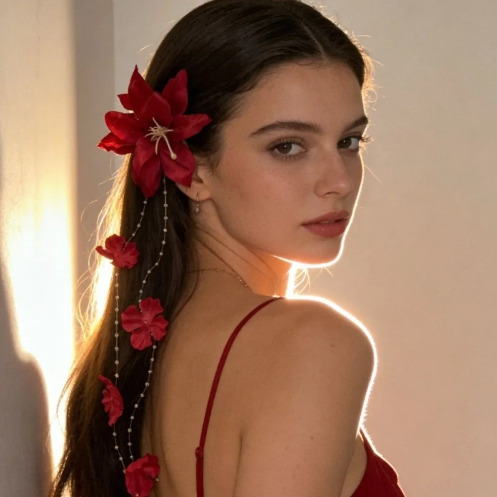 Artificial Flower Flower Hair Clip Lightweight Vintage Bohemian Side Clip Comfortable Handmade Head Accessories Daily Wear
