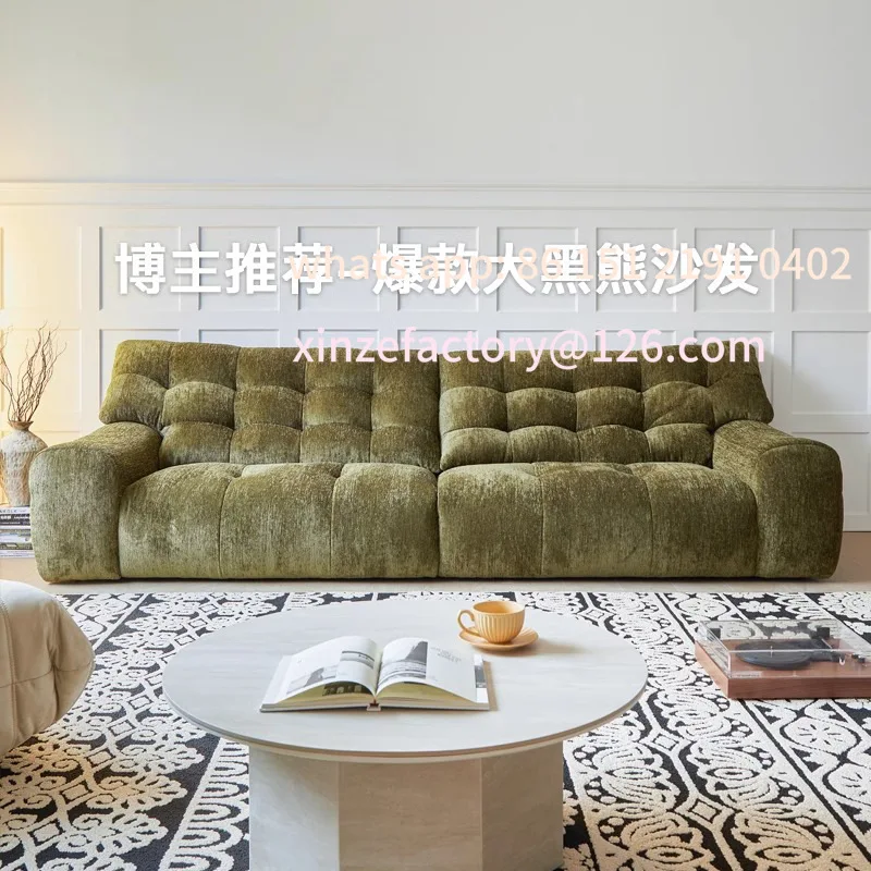 

Customizable new French medieval high-end fabric sofa high backrest cloud living room retro green