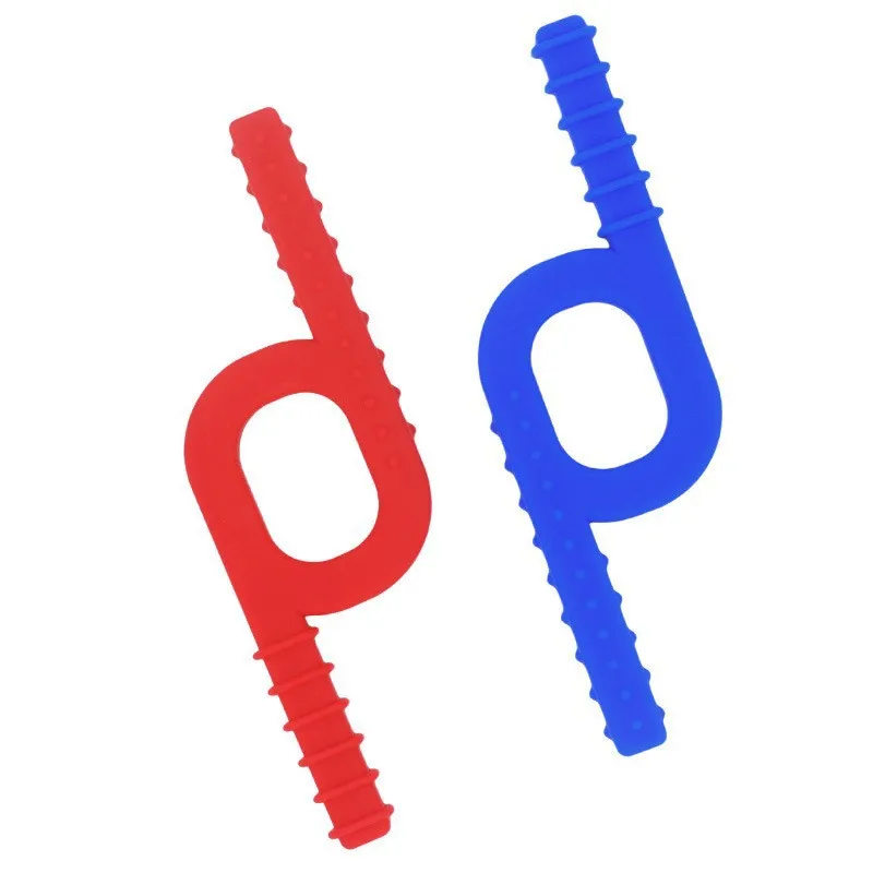 Second Generation P-shaped Baby Silicone Teether Kids Chew Sensory Necklace Autism ADHD Therapy Toys Oral Chewy Training Pendant