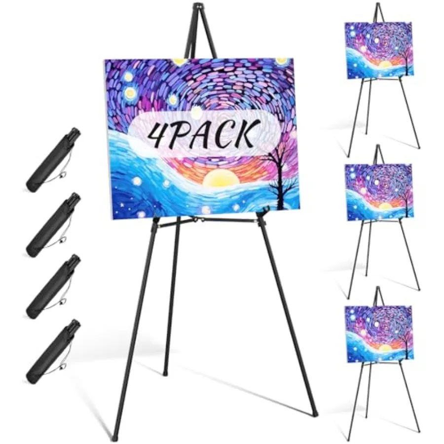 

Металлическая складная подставка-мольберт для вывесок 70 дюймов, регулируемая, портативная, с усиленной опорой, для демонстрации и свадебных табличек