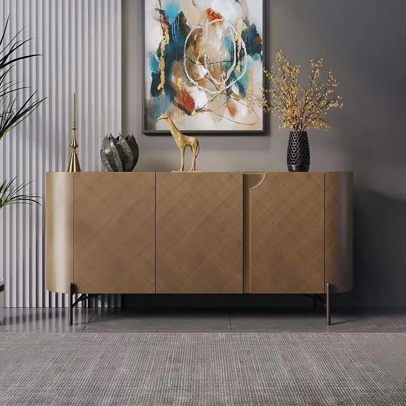 

Light luxury Italian dining side cabinet, high-end villa locker, metallic paint designer, entrance cabinet, living room wall