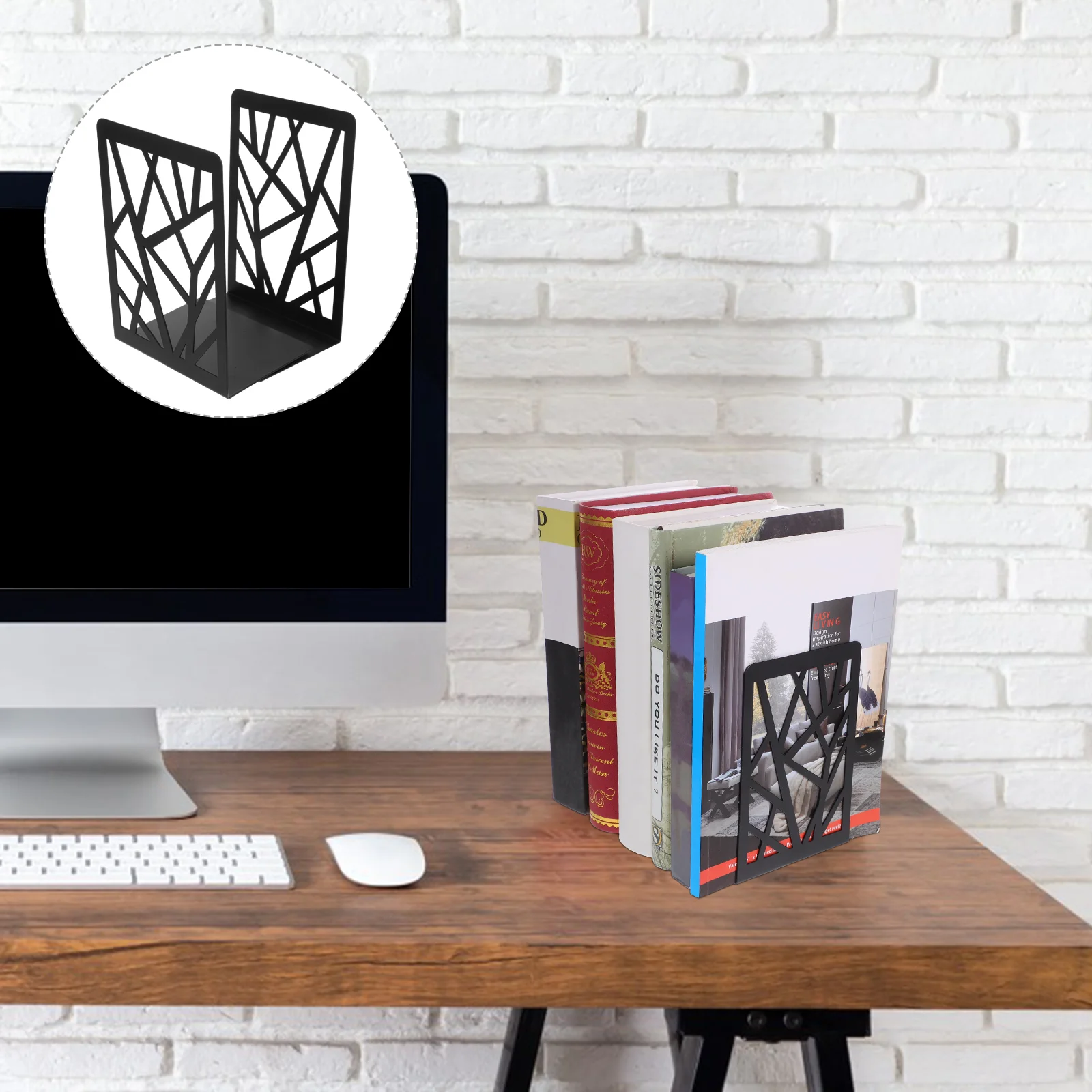 

Metal Bookend Modern Bookends For Shelves Non-skid Book Holder Heavy Duty Book Ends