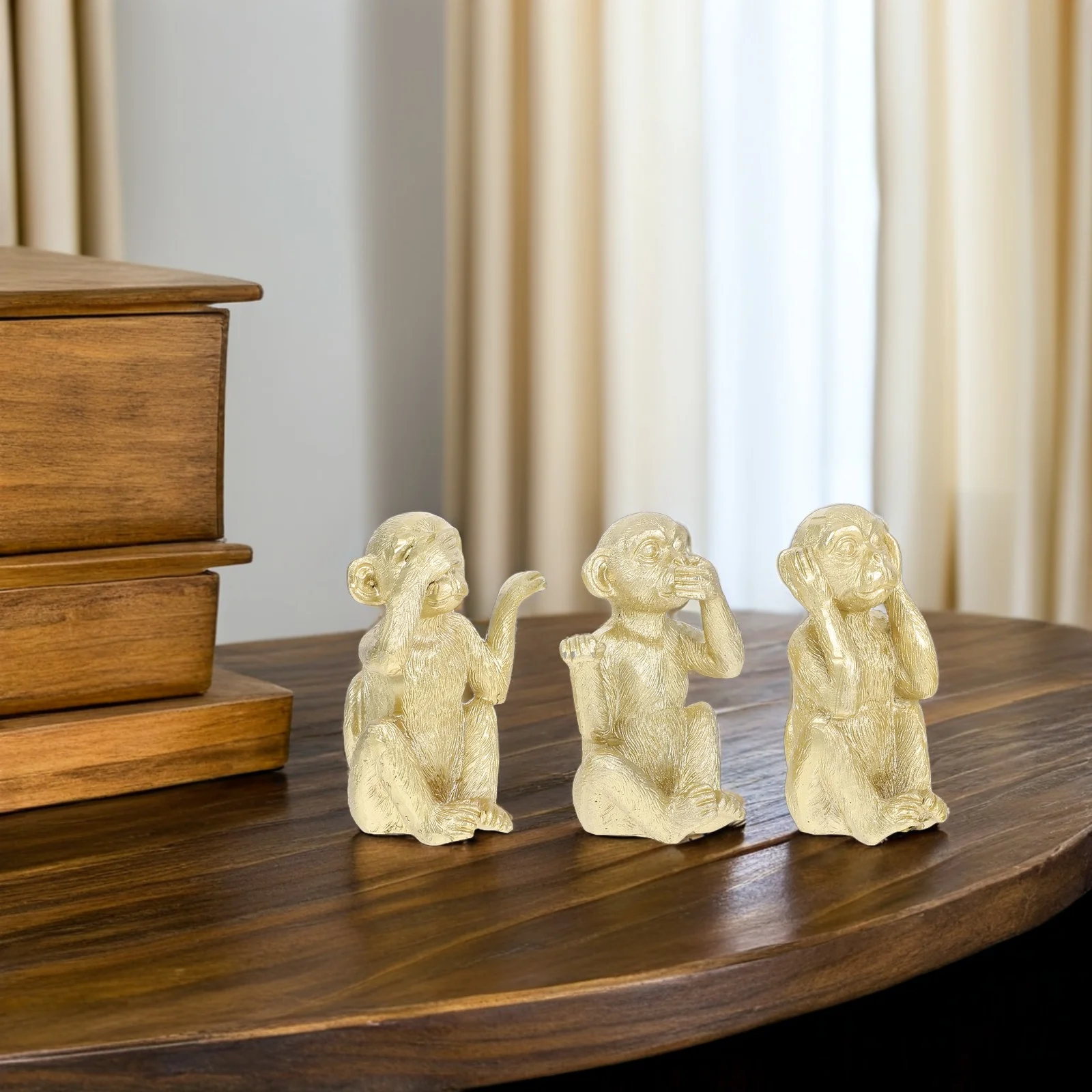 

3Pcs Resin Monkey Statue Set Creative Desktop Animal Decor Resin Craft Sculpture for Home Office Tea Table Decoration