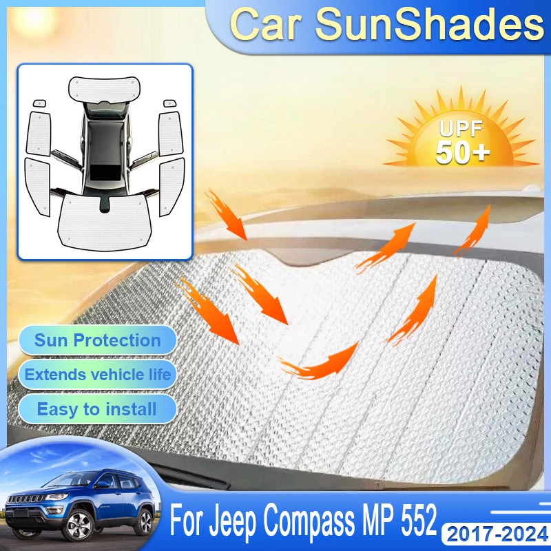 

Car Sun Visor Cover For Jeep Compass MP 552 2017 2018 2019 2020 2021 2022 2023 2024 Sun Protector Windshield Visor Accessories