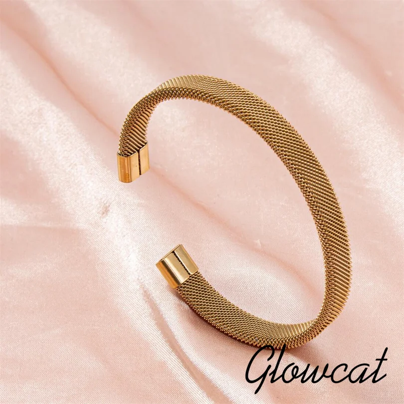 GLOWCAT C 모양 우아한 손목 쥬얼리, 여성용 액세서리, 골드 및 실버 컬러, 스테인레스 스틸 팔찌 뱅글, 펄세라 선물