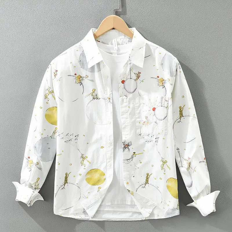 

Printed Long Sleeve Mens Shirt Top Casual Comfortable Non-iron Treatment Daily Wear Other Material100% Non-deformable