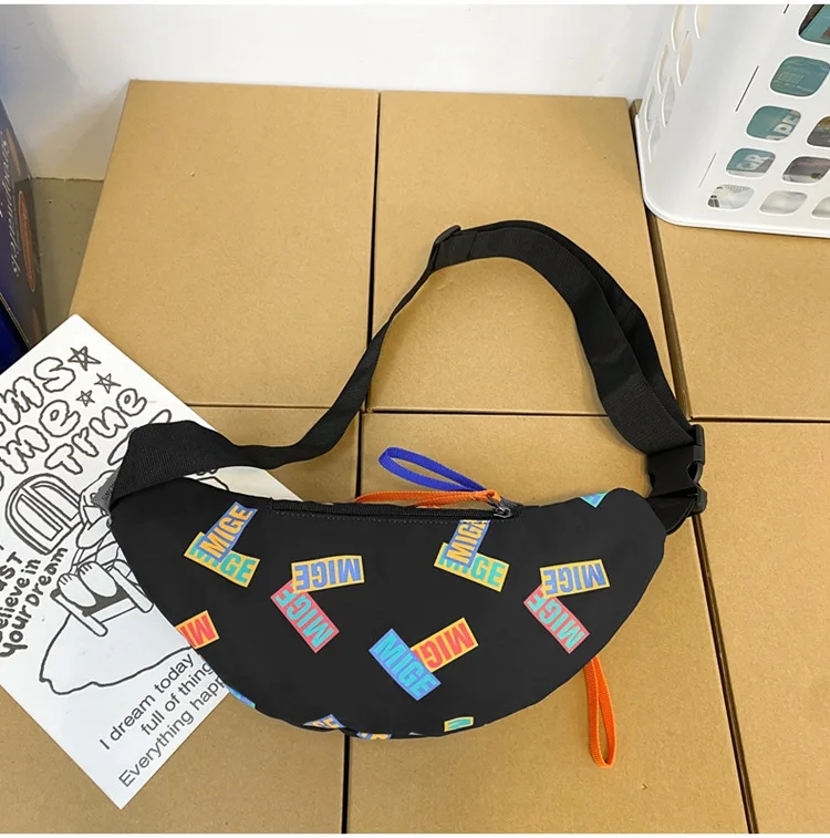 New Trendy Sports Chest Bag, Fashionable Student Shoulder Crossbody Bag, Nylon Ethnic Style Couple Printed Small Bag, Casual
