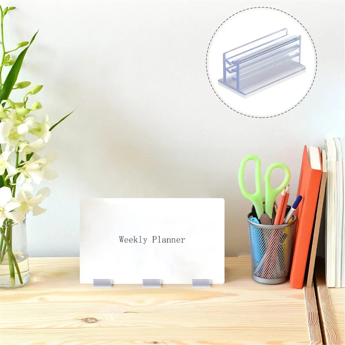 100 Pcs Self Adhesive Sneeze Guard Holder Acrylic Panels Name Tag Holders for Desks Ticket Sign Adhesive Clips
