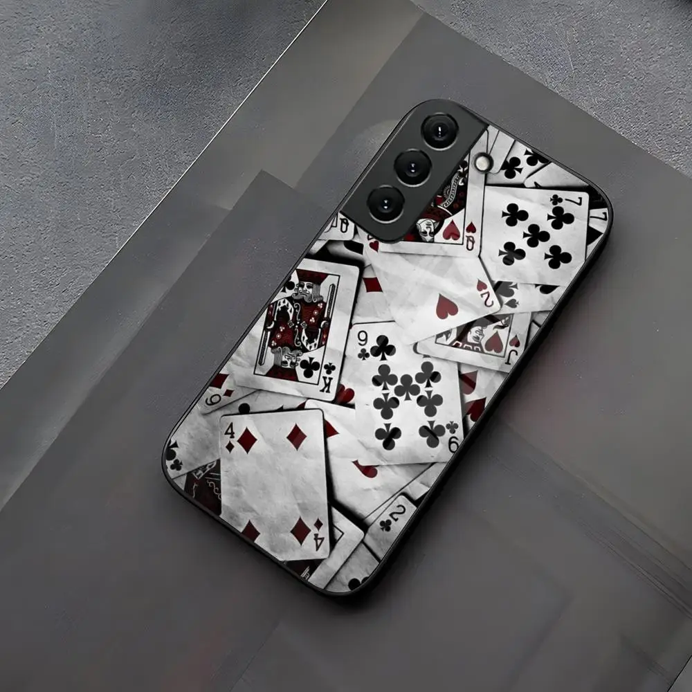 Poker Ace of Spades Phone Case Glass for Samsung Galaxy S21 S22 S25 S20 S24 S23 Ultra Fe Plus A34 A54 A24 A16 A52 A53 M54 Coque