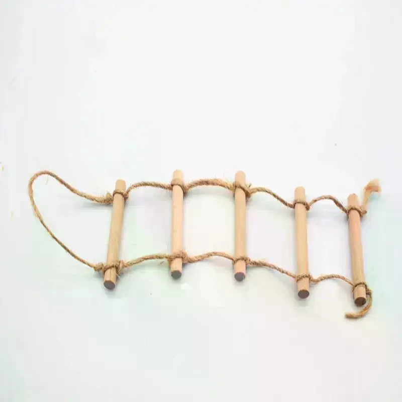 1 szt. Miniaturowa drabinka wisząca z drewna i liny konopnej do domku dla lalek, model do dekoracji domku dla lalek, zabawki do udawania dla dzieci, prezent