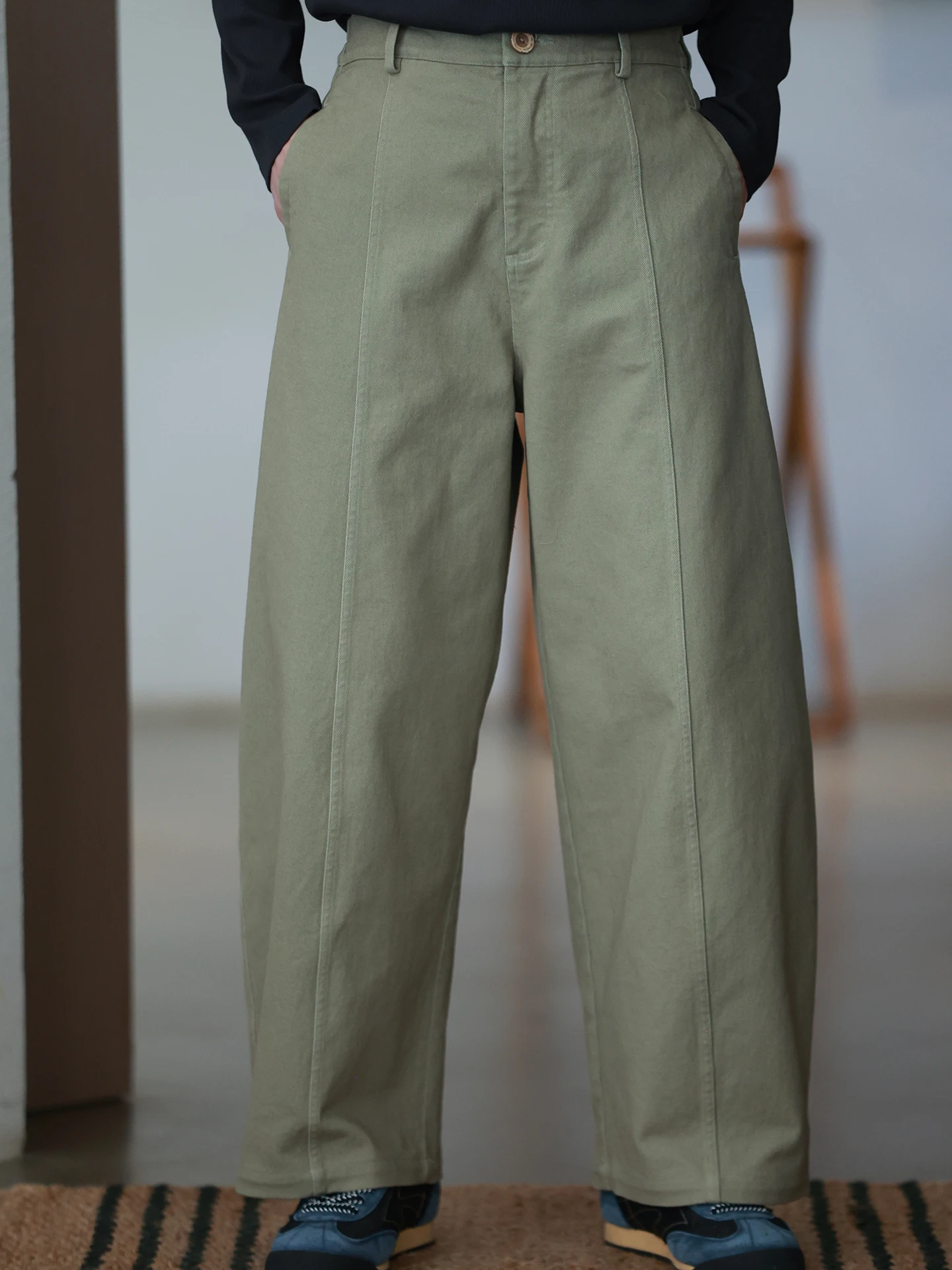 

Женские повседневные брюки свободного кроя из хлопка в стиле ретро, весенняя коллекция, с диагональным узором, фасон «морковки»