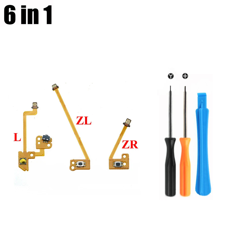 Botão Ribbon Flex Cable para Nintendo Switch, Joy Controller, Kit de Reparação com Ferramenta, 8 em 1 Substituição, ZL, ZR, L, SL, SR