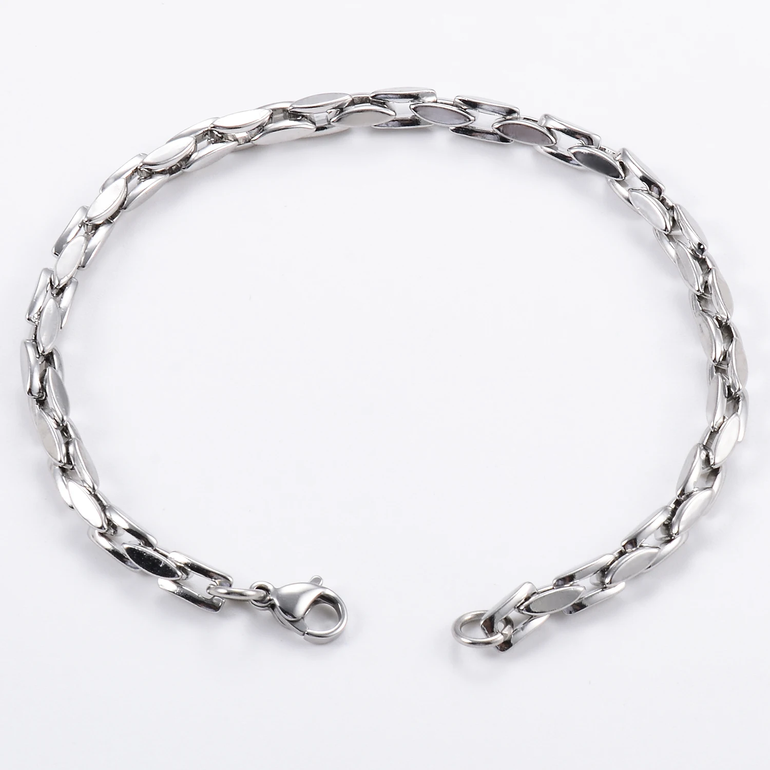 4.2mm Width Stainless Steel Vertical Square Bracelet Chain Never Fade Waterproof For Men Women Fashion Jewelry