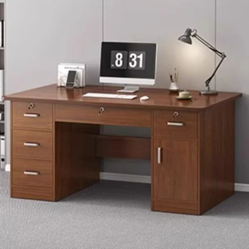 Brown Luxury Office Table Modern Big Drawers Executive Office Table Accessories Wooden Escritorios De Ordenador Home Furniture