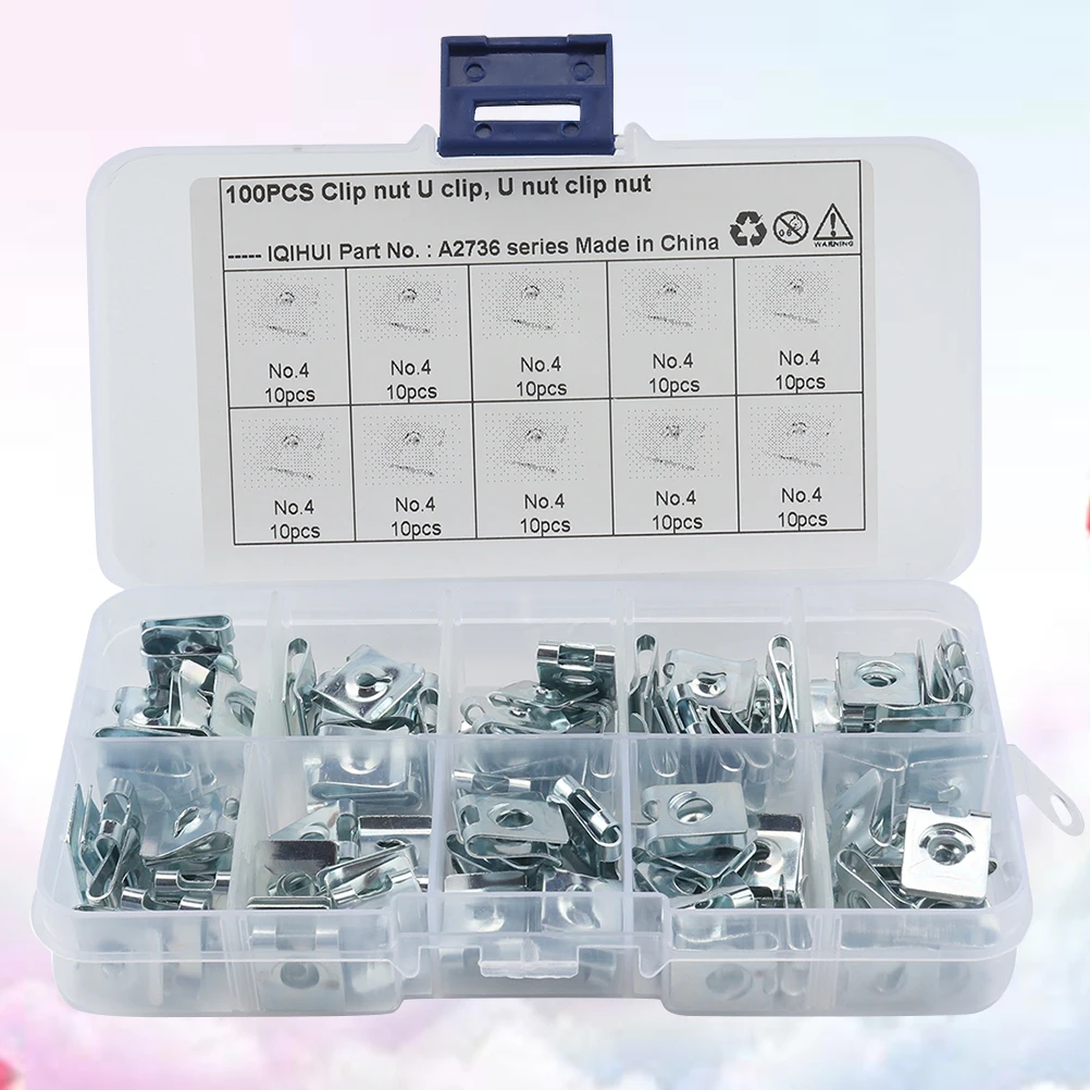 

100pcs Zinc U-Shaped Spring Nut Manganese Steel Fasteners For Panel Bumper Wire Fixing Motorcycle U Nut Spire Clip