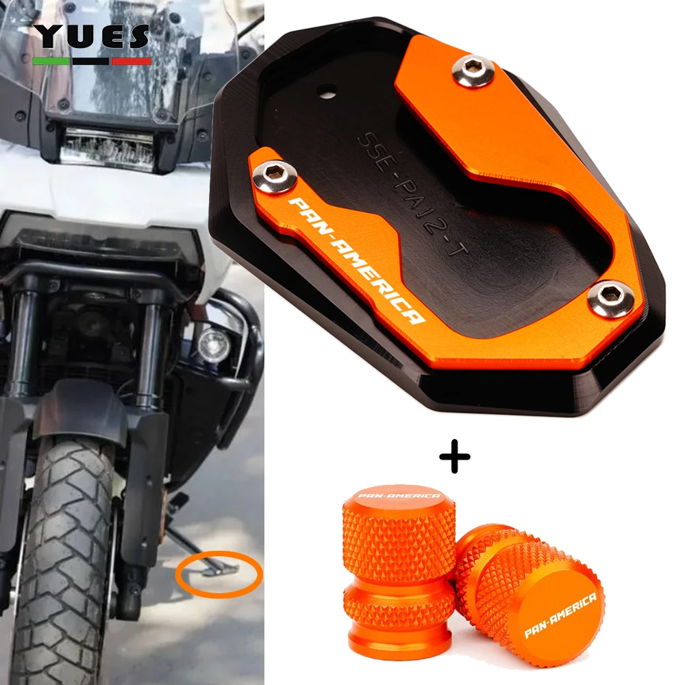 For PAN AMERICA 1250 PA /S PA1250 S 1250 Special 2021 2022 2023 Motorcycle Valve Caps Kickstand Foot Extension Side Stand Pad