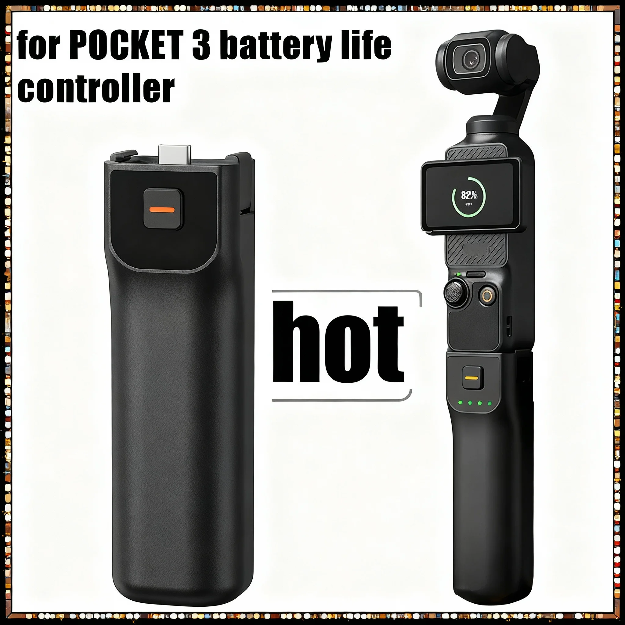 

For DJI POCKET 3 Extended Battery Grip Fast Charging Battery Handle Handheld Power Bank For Pocket 3 Accessories 5.0 1 Revie