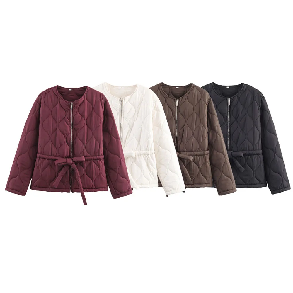 

Winter New Women's Fashion Simple and Versatile 4-Color Belt Cotton Jacket