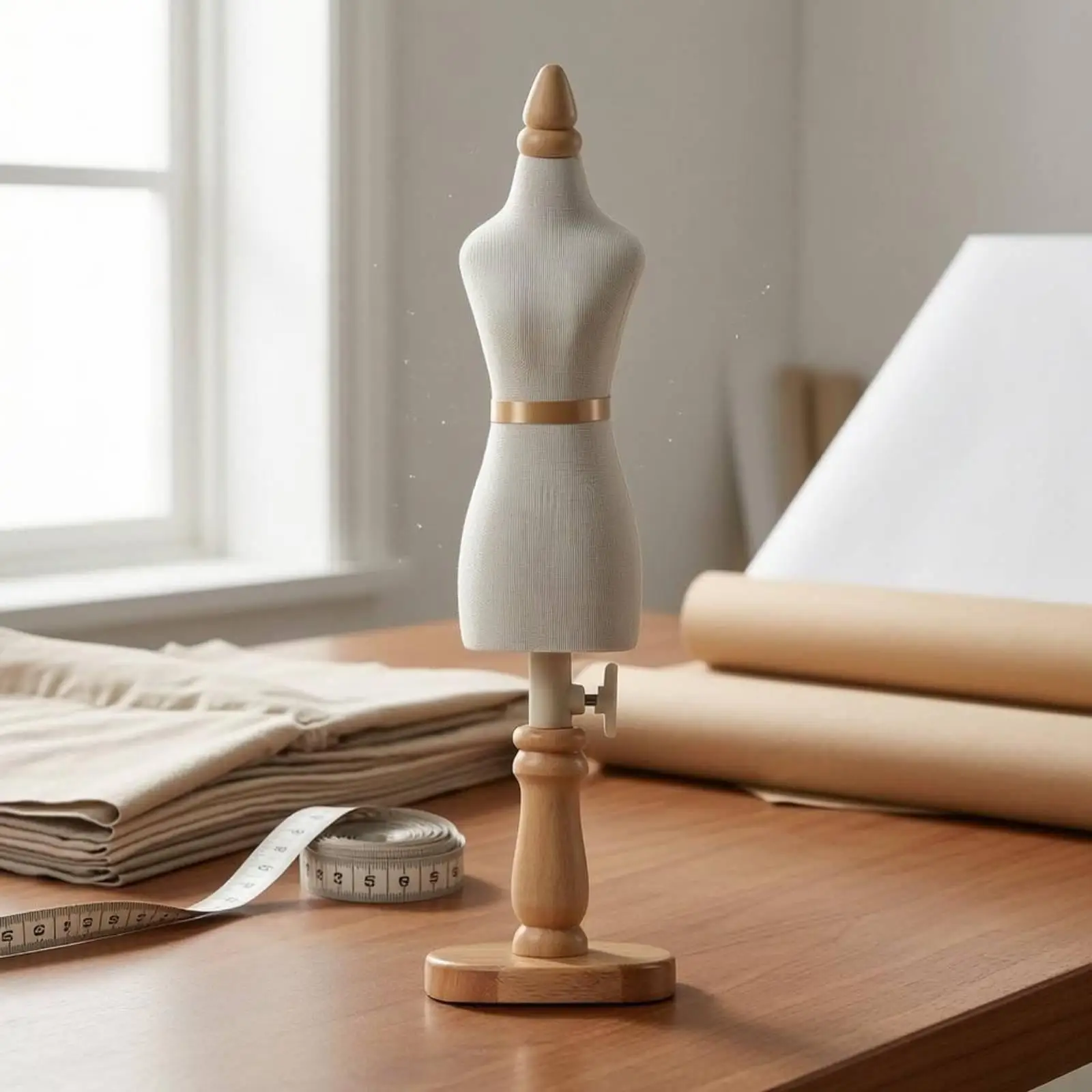 Adjustable Dress Form Mannequin Display Stand for Tailoring Sewing Pinnable Female Torso with Wooden Base for Clothing Design
